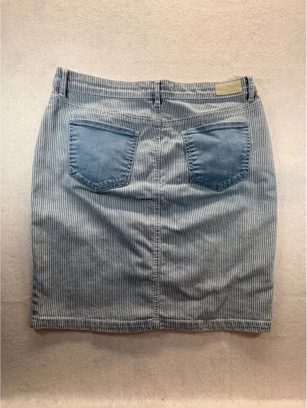 Buffalo David Bitton Catherine Stretch Denim Skirt Striped Button Front 16 Waist
